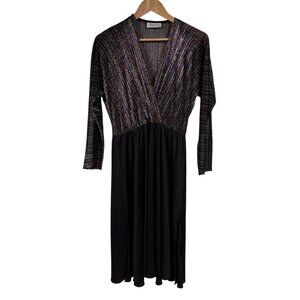 Vintage Entourage Metallic Sheer Top V-Neck Dress Size Small